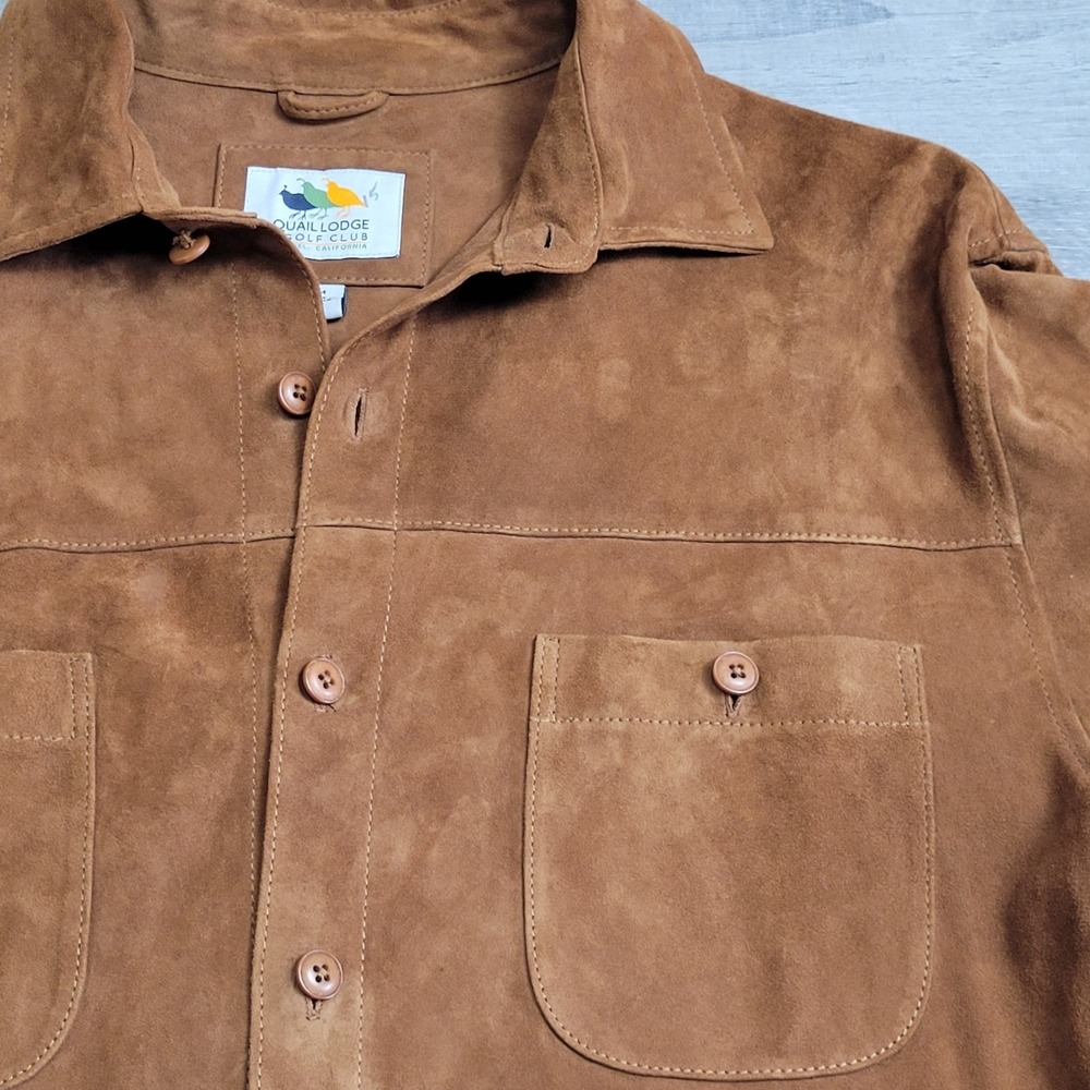 The Quail Motorsports Gathering Leather Shirt Mens M Carmel Calif Shacket Golf - Picture 5 of 16